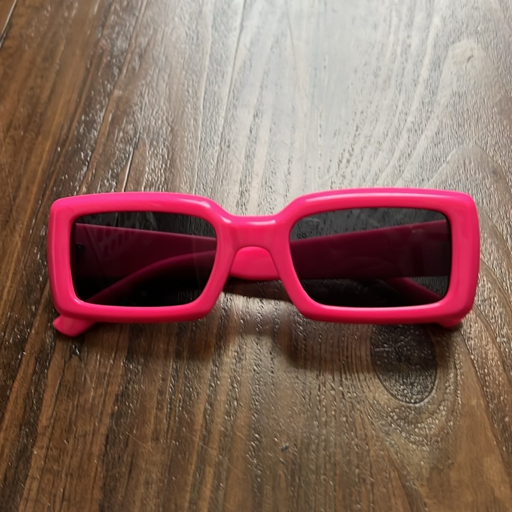 Trendy Pink Rectangular Sunglasses - image 1